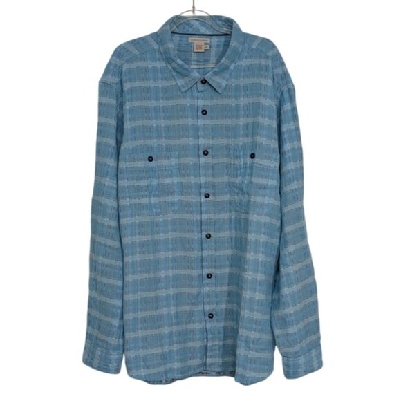 Carbon 2 Cobalt Geometric Shirt Mens Size XL Blue Long Sleeve Button Front - Picture 1 of 10